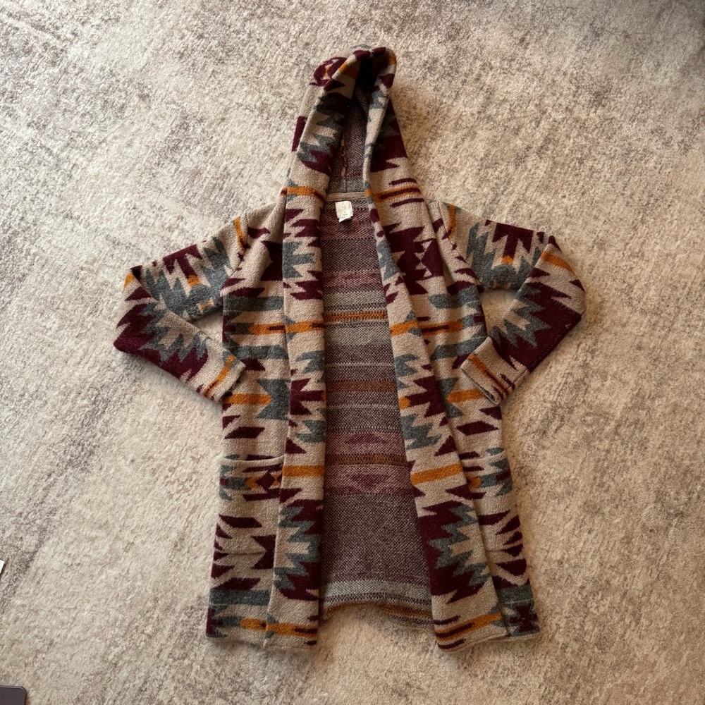 Joie Tribal Southwestern Pattern Hooded Cardigan